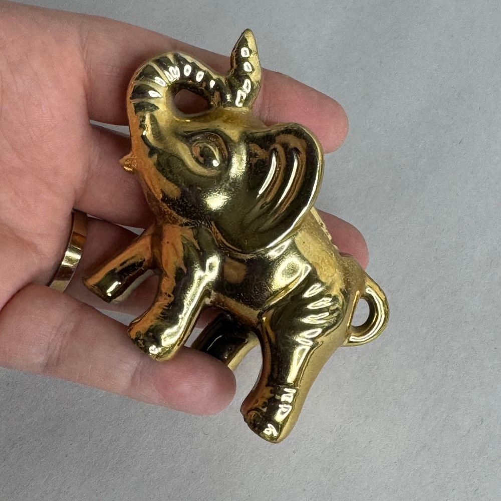 Vintage Gold Ceramic Elephant‎ Figurine Trunk Up Good Luck Decor